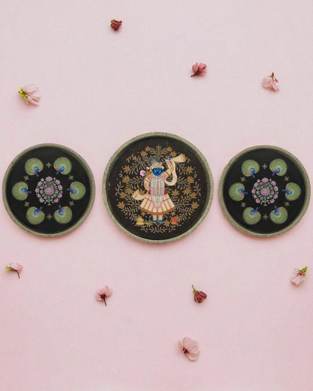 SUSHOBHAN THALI - Set of Purna Chhavi (25 cm) and Peacock (18.5 cm)