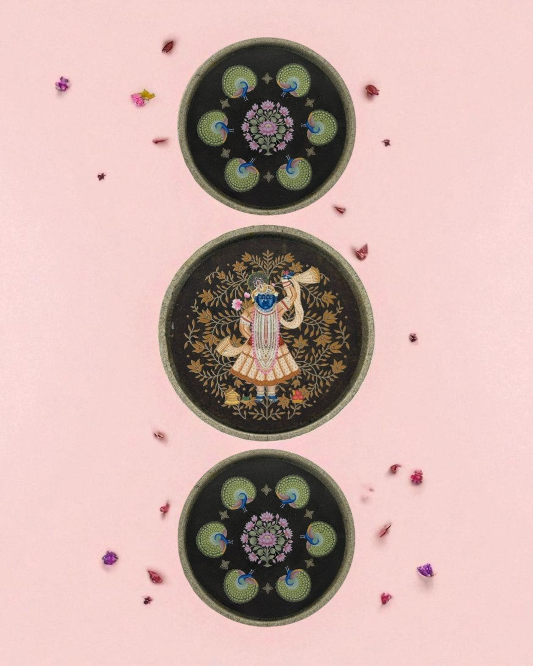 SUSHOBHAN THALI - Set of Purna Chhavi (25 cm) and Peacock (18.5 cm)