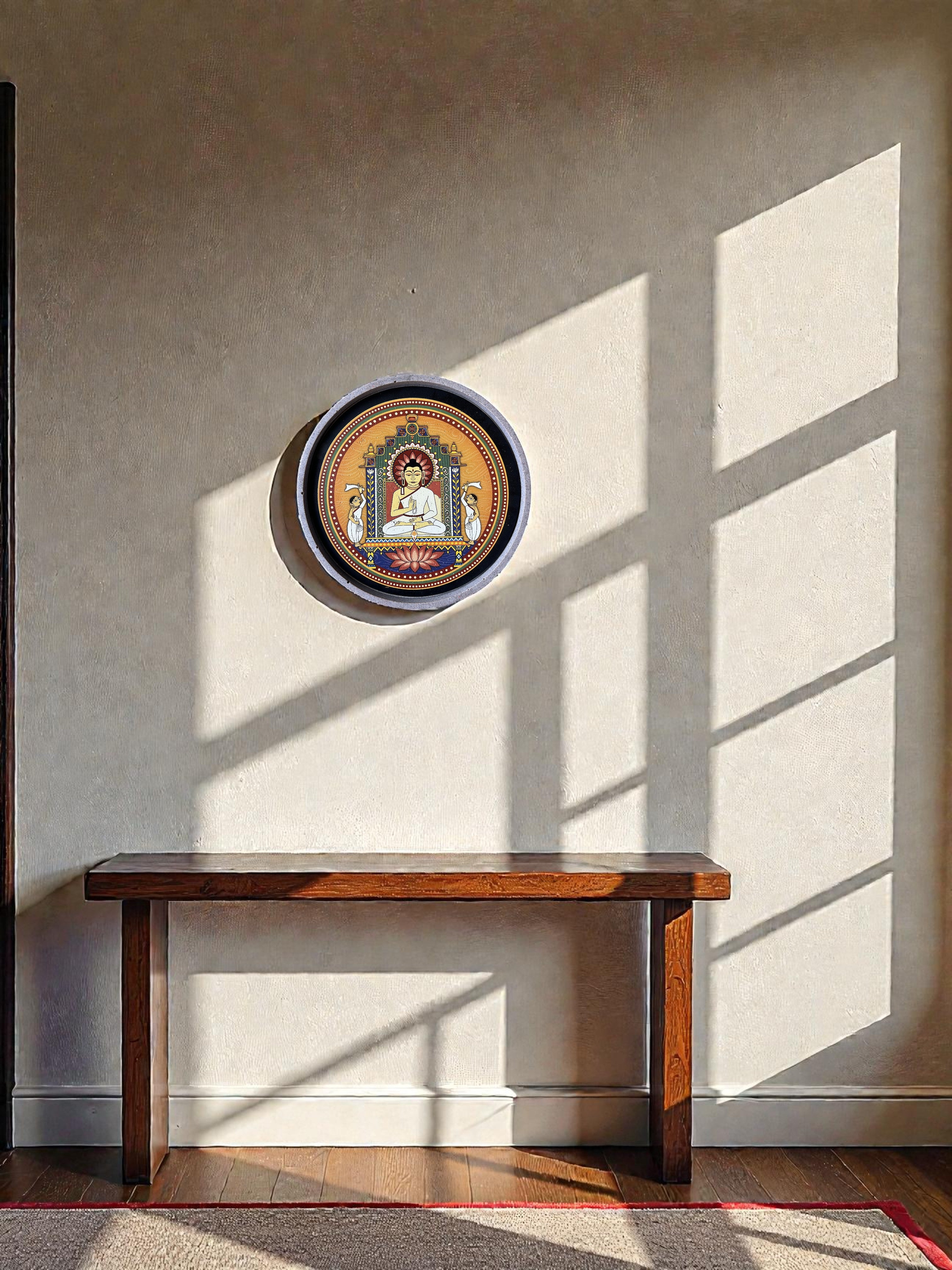 ECO-FRIENDLY MAHAVIR SWAMI WALL DECOR PLATE - 18.5 cm