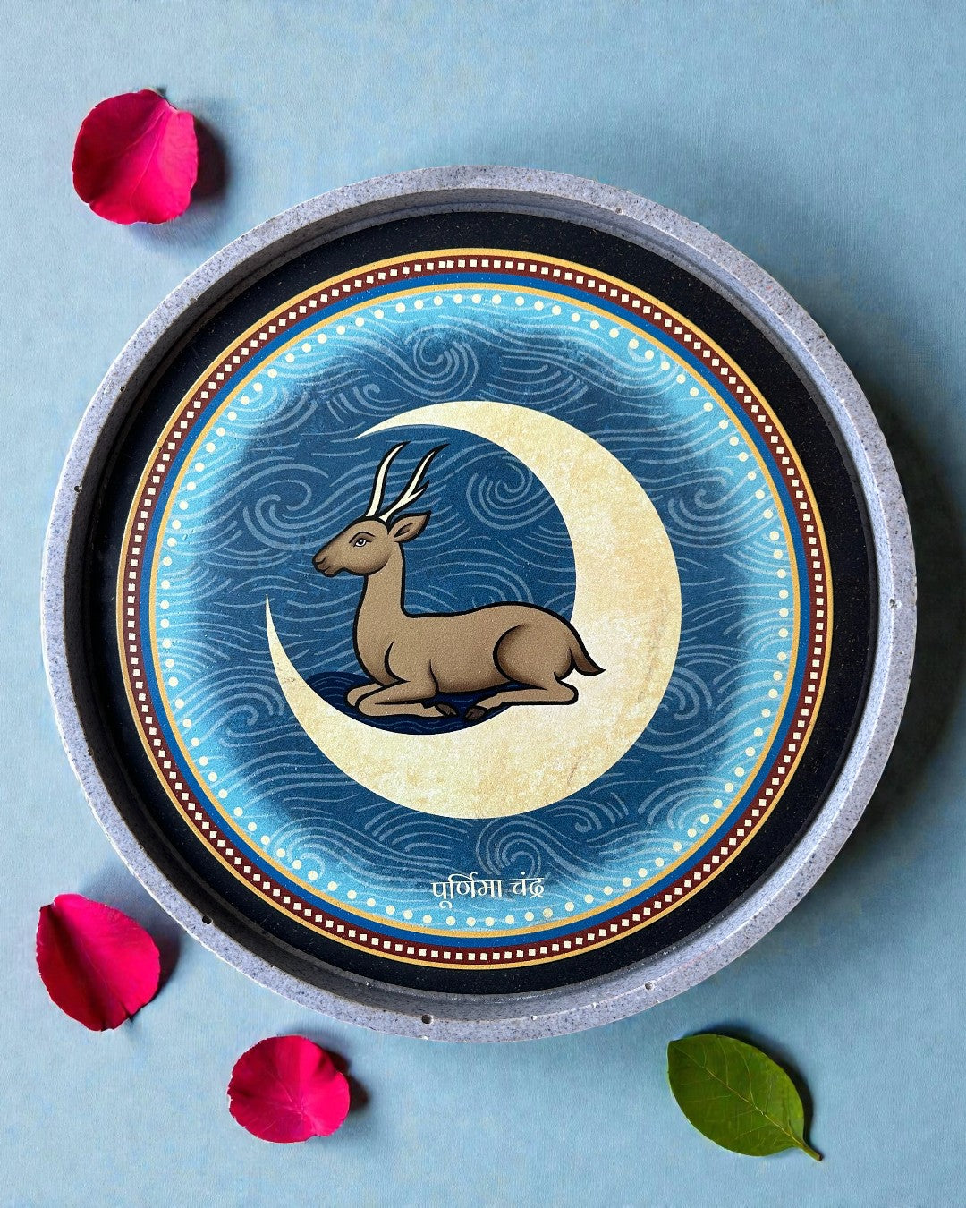 Sustainable Jain decor plate Moon Swapna from Mahavir Swami dreams