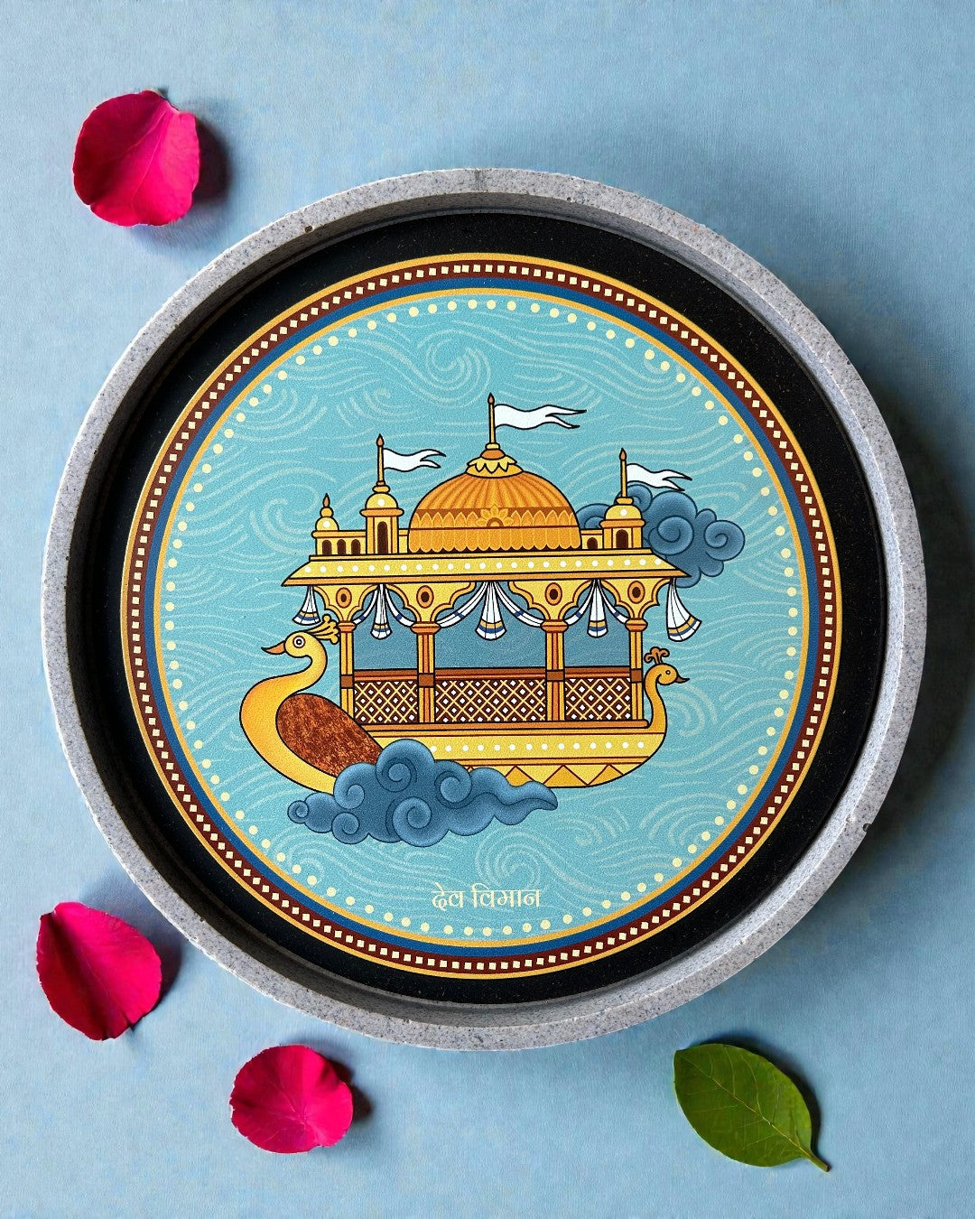 Sustainable Jain decor plate Vimana Swapna from Mahavir Swami dreams