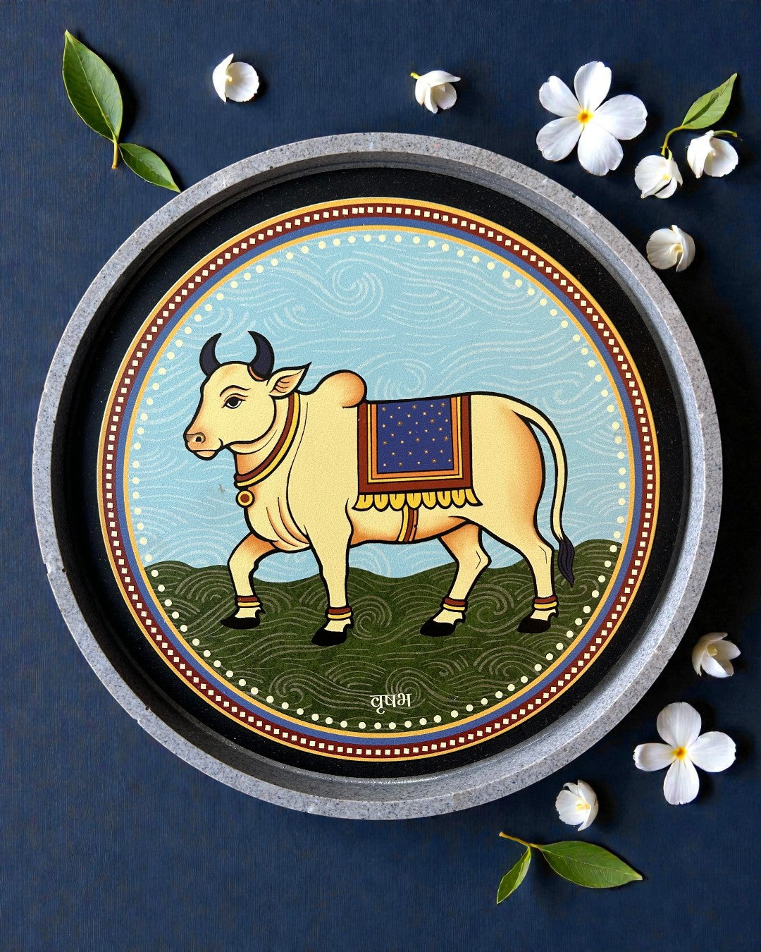Sustainable Jain wall decor Bull Swapna representing righteousness and stability