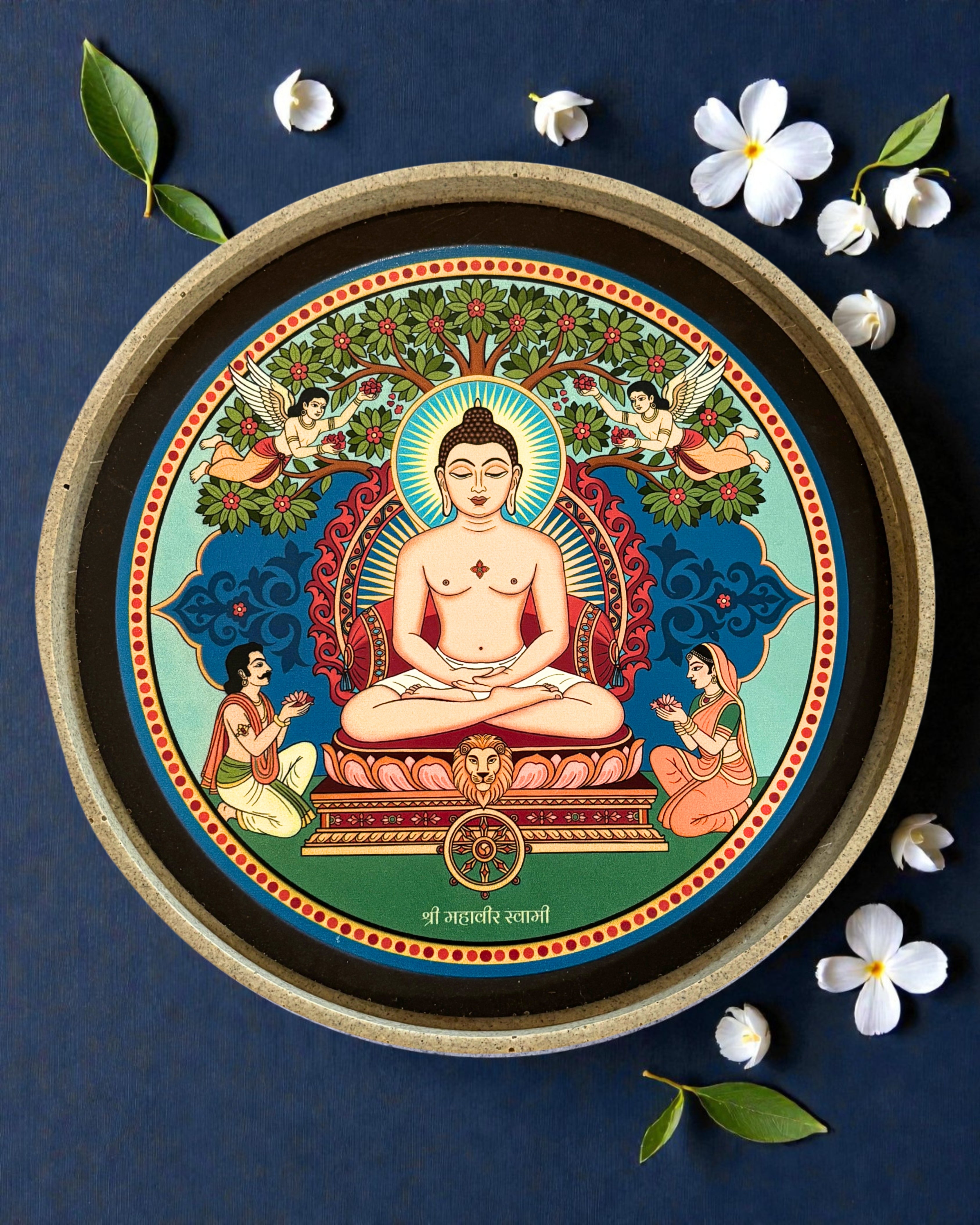 SUSTAINABLE DECOR PLATES 14 SWAPNA SET +MAHAVIR SWAMI - 18.5 cm