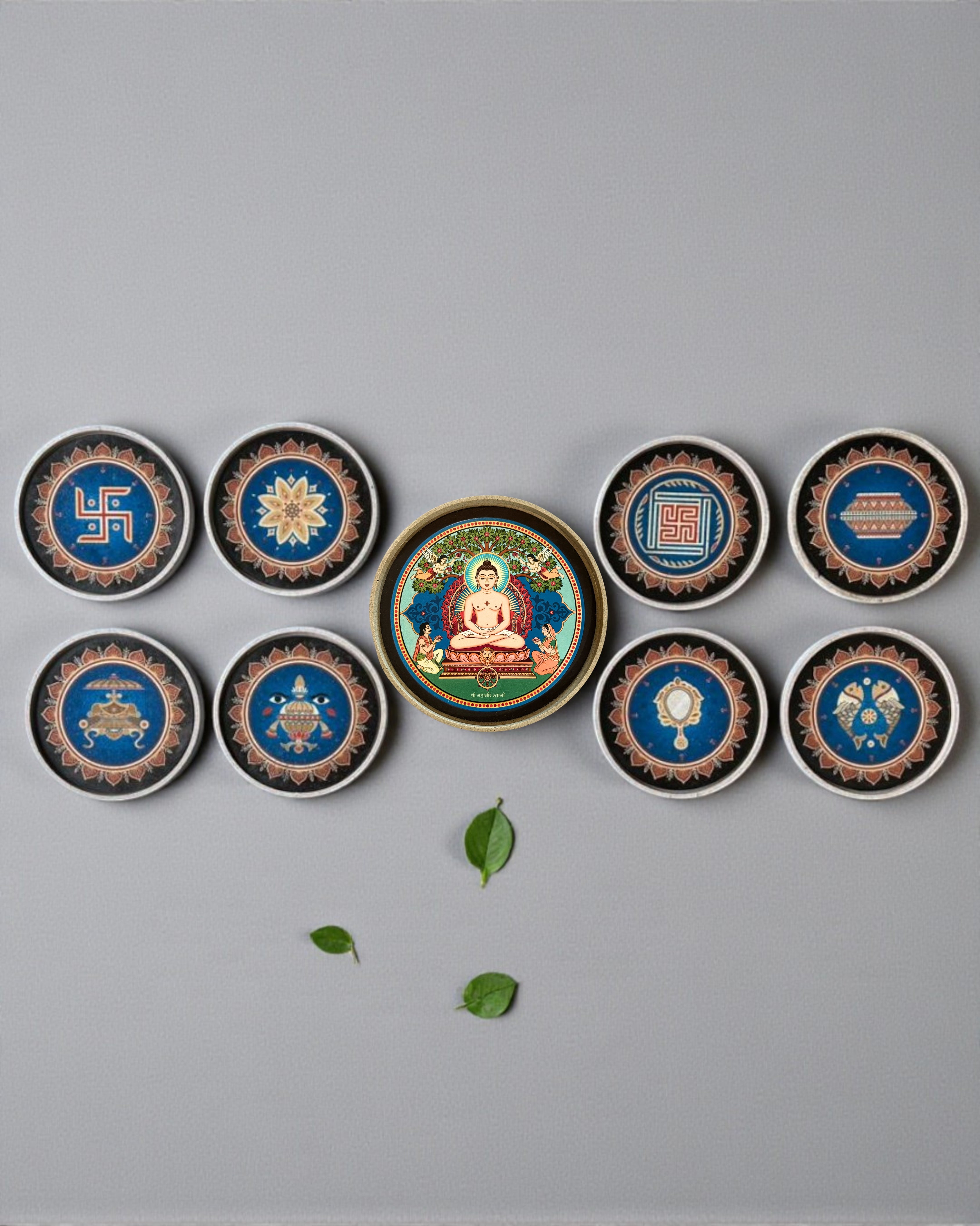 ASHTAMANGAL SET (18.5CM) + MAHAVIR SWAMI (25 CM)