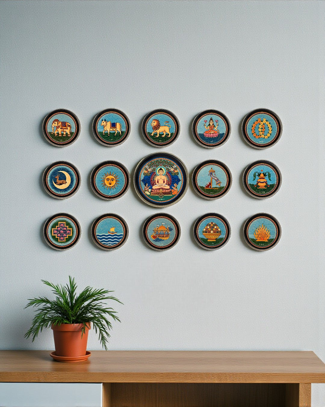 DECOR PLATES 14 SWAPNA SET +MAHAVIR SWAMI - 18.5 cm