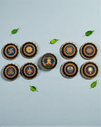 Jain Ashtamangala magnet set with Mahavir Swami circular design in decorative box