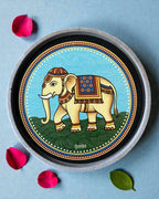 Jain Swapna elephant symbol decor plate representing strength and royal power