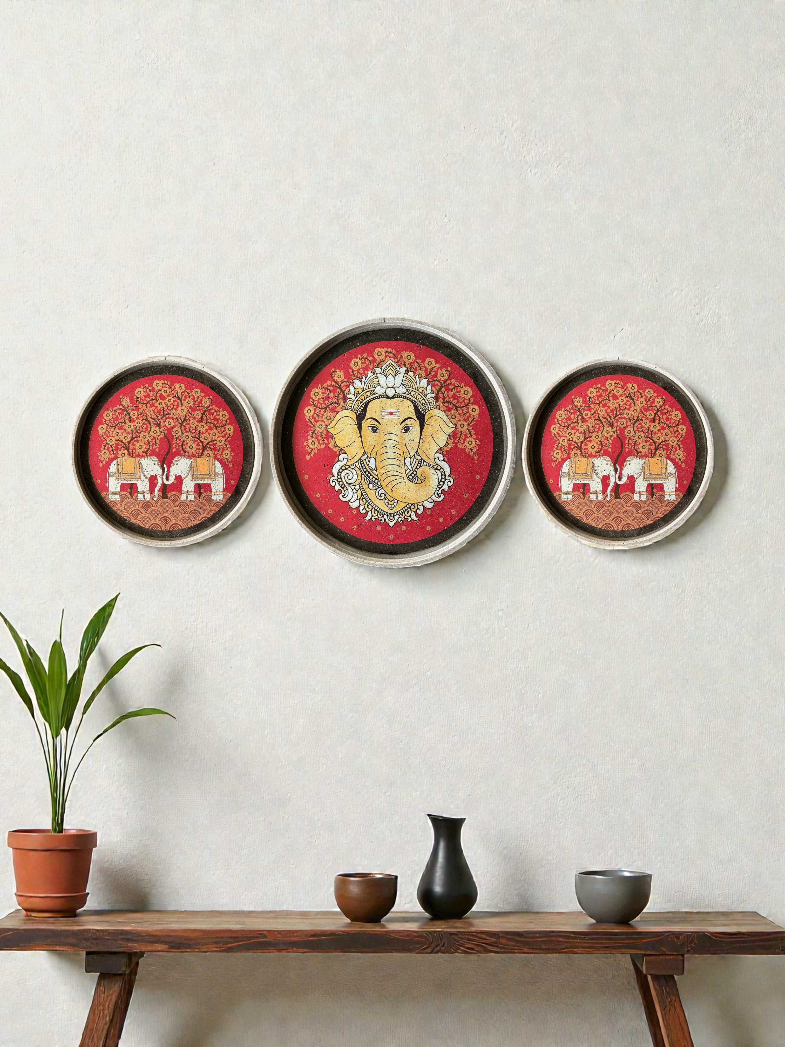 SUSHOBHAN THALI - Set of Gajanana (25 cm) & Elephant Motif (18.5 cm)