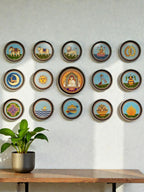 Sustainable Jain decor plates depicting 14 Swapna of Bhagwan Mahavir